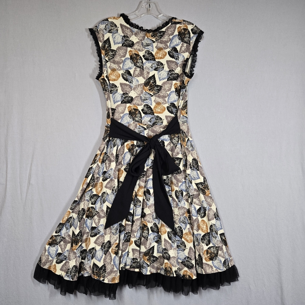 Effie's Heart Women's Fit & Flare Retro Dress Fall Leaf Print Pockets Size L - Picture 5 of 13